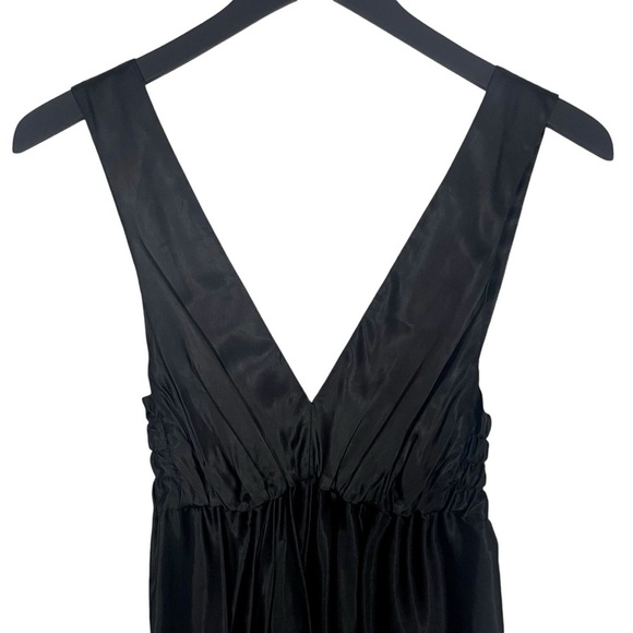 Vintage Scanlan & Theodore Satin Knee Length Midi Dress in Black Size S - Picture 3 of 9